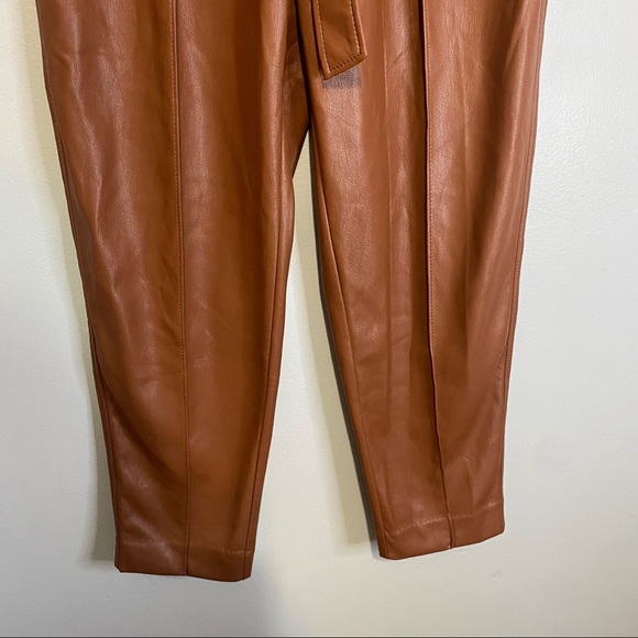 Babaton Women's Brown Belted Faux Leather Dress Pants Size 2 - Picture 3 of 10